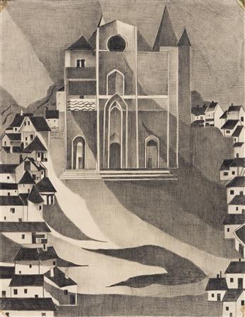 ALEXANDRA EXTER (1882-1949) Village Church. [THEATER / SET DESIGN / CONSTRUCTIVISM]